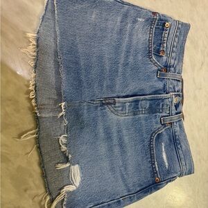 Frayed Denim Mini Skirt